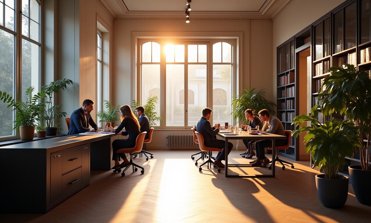 Équipe marketing créative travaillant dans un espace lumineux à Paris